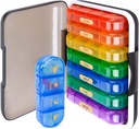 MURRI & MURRDI 7-dagars Pill Organizer med 28 celler, stor vecka piller fall för 4 dagliga kompartement, fuktsäkra resor piller låda för vitaminer, mediciner, kosttillskott, multi-färg