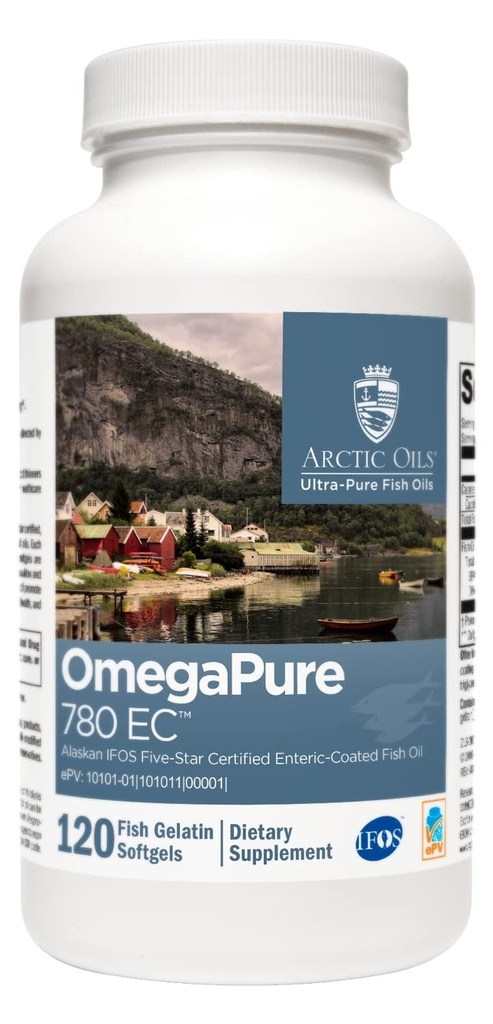 XYMOGEN OmegaPure 780 EG - Alaskan IFOS Five-Star Certified Omega 3 Fish Oil - EPA DHA Fish Oil Supplement- Support Cardiovascular and Brain Health (120 Enteric-Coated Softgels)