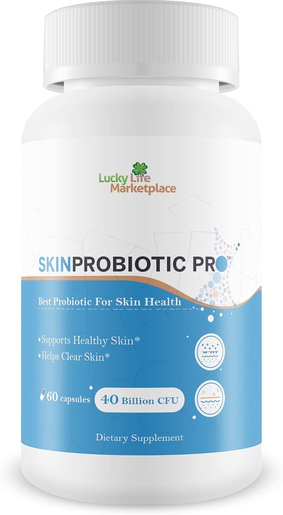 Skin Probiotic Pro - Stöd Hälsosam hud från insidan ut med en probiotisk hudhälsa Support - Hjälp Stöd minskade fläckar, finnar, rodnad - Probiotika för Hydrated & Healthy Looking Skin