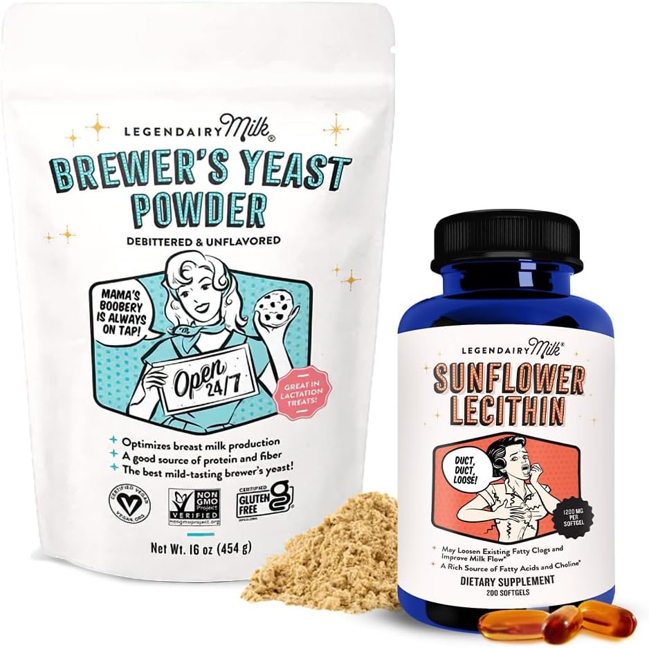 Legendairy Milk Sunflower Lecithin + Brewer Yeast Powder - Lakteringstillskott för att öka bröstmjölkförsörjningen och stödja igensatt mjölkdukt