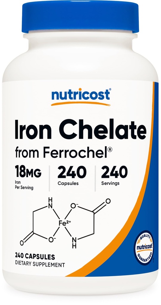 Nutricost Chelated Iron (från Ferrochel) 18mg, 240 kapslar - Gluten Free, Non GMO Iron Chelate Supplement