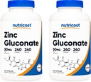 Nutricost Zinc Gluconate 240 Veggie kapslar (50mg) (2 flaskor) - Glutenfri och icke-GMO
