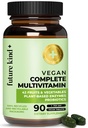 Future Kind Vegan Multivitamins Complete - 42-i-1 Vegan Multivitaminer för kvinnor och män med enzymer, B12, Zink & Probiotika för Digestion (90 flikar i återvunnen flaska)