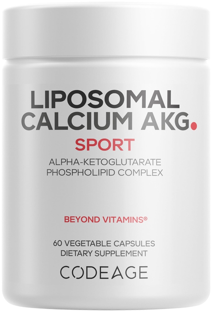 Codeage Liposomal Calcium AKG Supplement - Calcium Alpha-Ketoglutarate - 2-månaders leverans - Liposomal Delivery - 1 kapsel per portion - Non-GMO, Gluten-Free - 60 kapslar