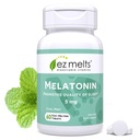 EZ smälter Melatonin - Sömnstödstillägg - Inga konstgjorda smaker - Non-GMO & Sugar-Free - Cool Mint - 60 upplösbara tabletter (60 portioner)