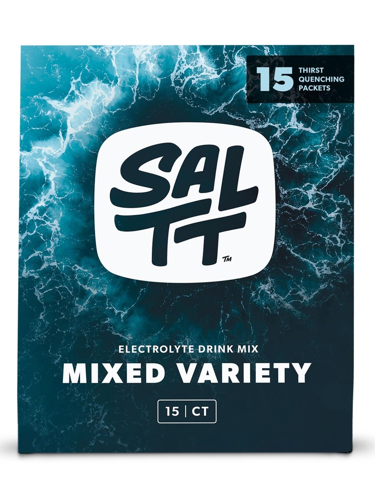SALTT Electrolytes Powder Packets, All Things Mixed Variety Pack (15 Packets) - Magnesium, kalium, natrium, spårmineraler - Vegan & Gluten Free - Travel Essentials - Tillverkad i USA