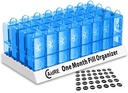31 Day Pill Organizer AM / PM - Månatlig Pill Box för mediciner, vitaminer och tillägg - En månad 2 gånger per dag Pill Case, 4 veckors daglig Pill Organizer, Blue