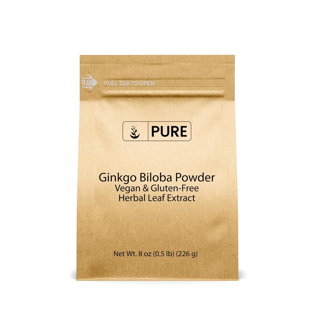 Rena originalingredienser Ginkgo Biloba Powder (8 oz) Alltid rena, inga fillers eller tillsatser, Lab Verified