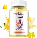 Kalcium Magnesium Gummies Vuxna Barn - Sugar Gratis Tuggbar Vegan Alger Kalcium Tillskott för Kvinnor Stöder Plus Ben Styrka med Zink Kalium Vitamin D3 K2 Lemon Flavor 60CT