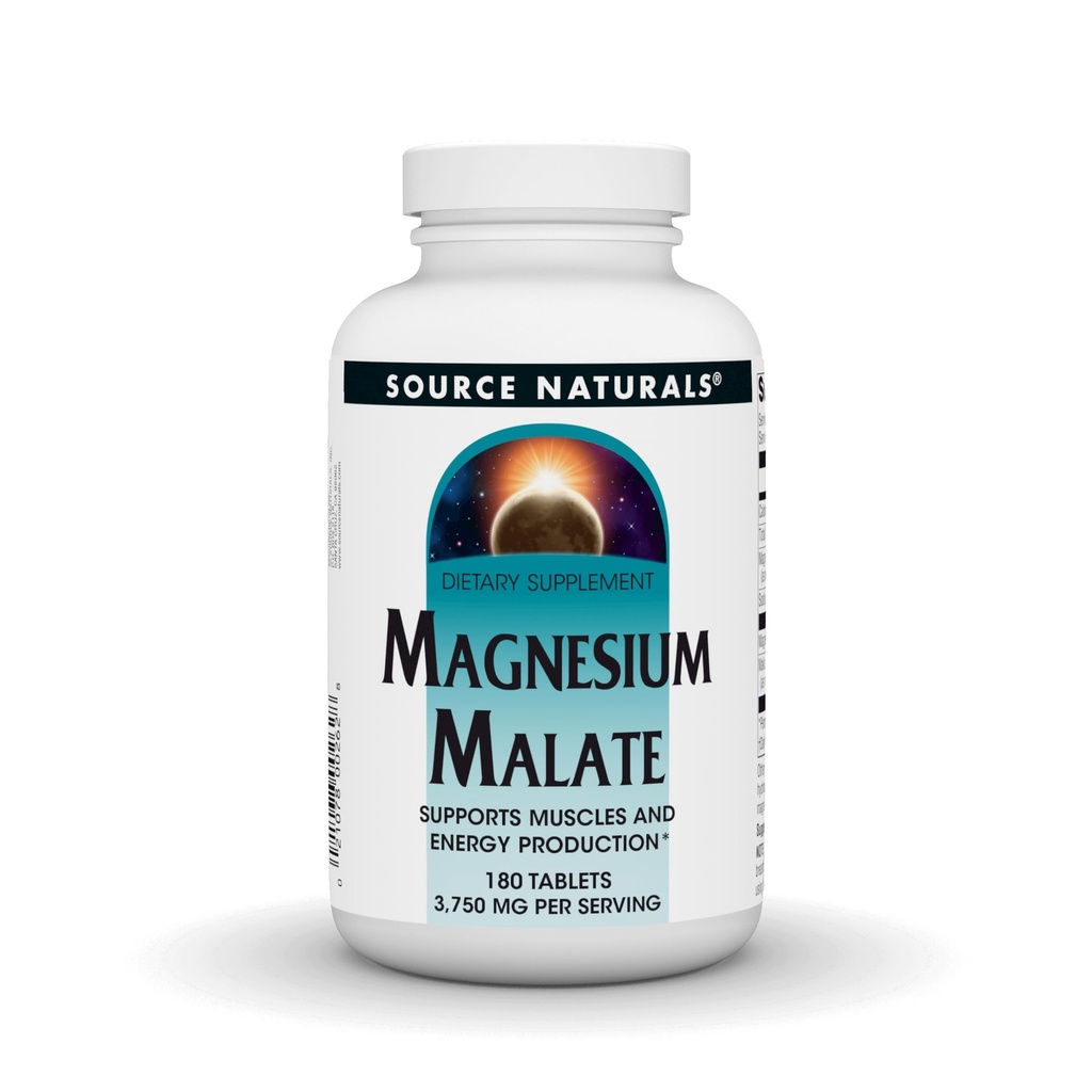 Källa Naturals Magnesium Malate - 3750mg Per Servering - Essential Magnesium Malic Acid Supplement - 180 tabletter