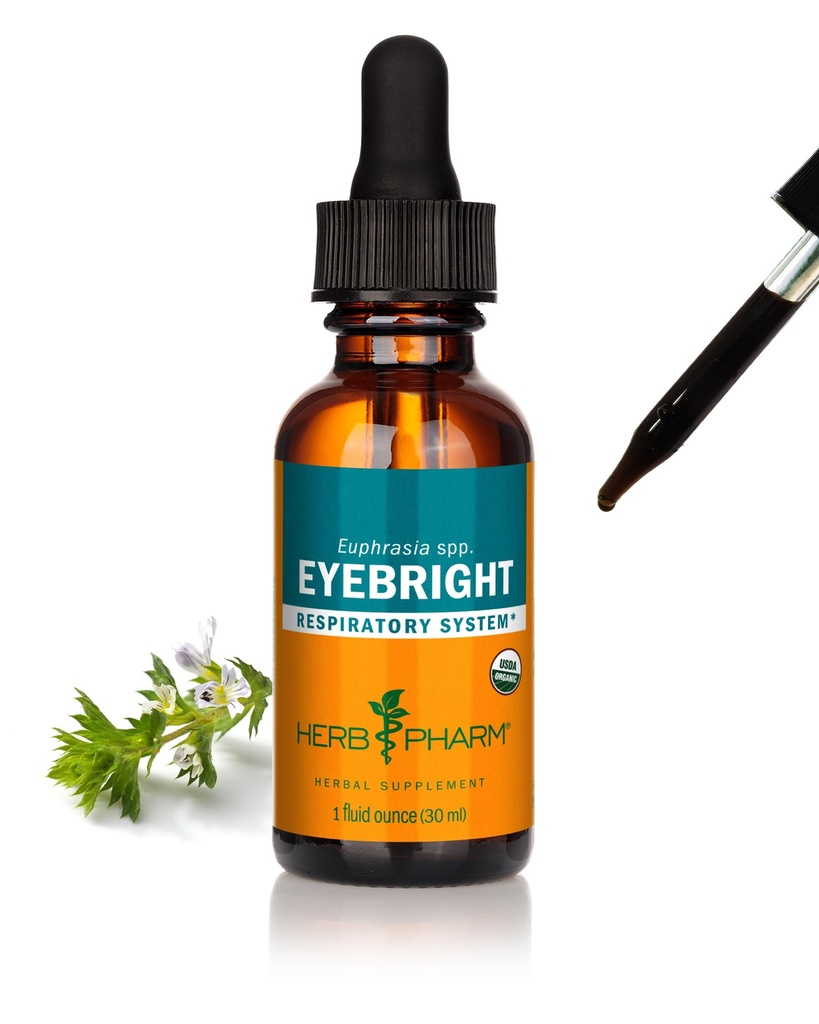 Herb Pharm Certified Organic Eyebright Liquid Extract för andningssystemet Support - 1 Ounce, klar