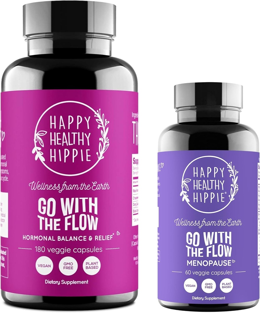 Happy Healthy Hippie Gå med flödesmenopause Support & Gå med flödeshormonbalansen för kvinnor (180ct)
