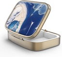 Pill Case Pill Box med Mirror Retro 2 Compartment Small Pill Case för väska eller ficka brons rektangulär pillåda eller vitaminer, fiskolja, kosttillskott, piller Containe Travel Gifts (Marble Paint)
