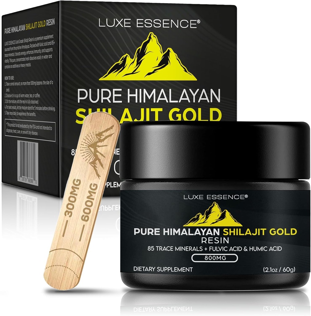 Rena Himalayan Organic Shilajit Resin | 800mg Potency Gold Grade | Naturlig källa till Fulvic Acid & Trace Minerals | Plant-Based | Non-GMO | 60g