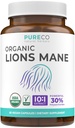 Organiska Lions Mane Supplement Capsules - USDA Organic Mushroom Supplement Capsules med 1000mg Lion's Mane 10:1 Extract per servering med 30% Polysaccharides - Vegan & Non-GMO (1 månads leverans)