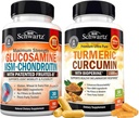 BioSchwartz Turmeric Curcumin med Black Pepper Extract 1500mg Complex (1 Månadsförsörjning) Plus Glukosamin Chondroitin MSM Triple Strength Joint Support Supplement (1 Månadsförsörjning)