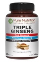 Pure Nutrition Triple Ginseng 650mg | 120 Caps | Komplex för män och kvinnor | Mycket effektiv kombination av rött, amerikanskt och sibiriskt Ginseng. Icke GMO