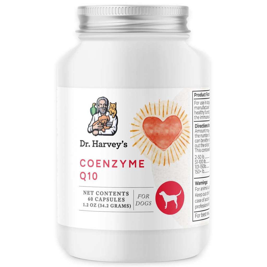 Dr Harvey's Coenzyme Q10 - Hjärt- och kardiovaskulärt stöd tillskott för hundar, 60 kapslar