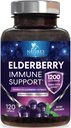 Elderberry Immune Support 1200mg - Daily Immune Support för vuxna med koncentrerad sambukus Black Elderberry Extract - Antioxidant Vitamin Supplement, Gluten Free, Bottled i USA - 120 kapslar