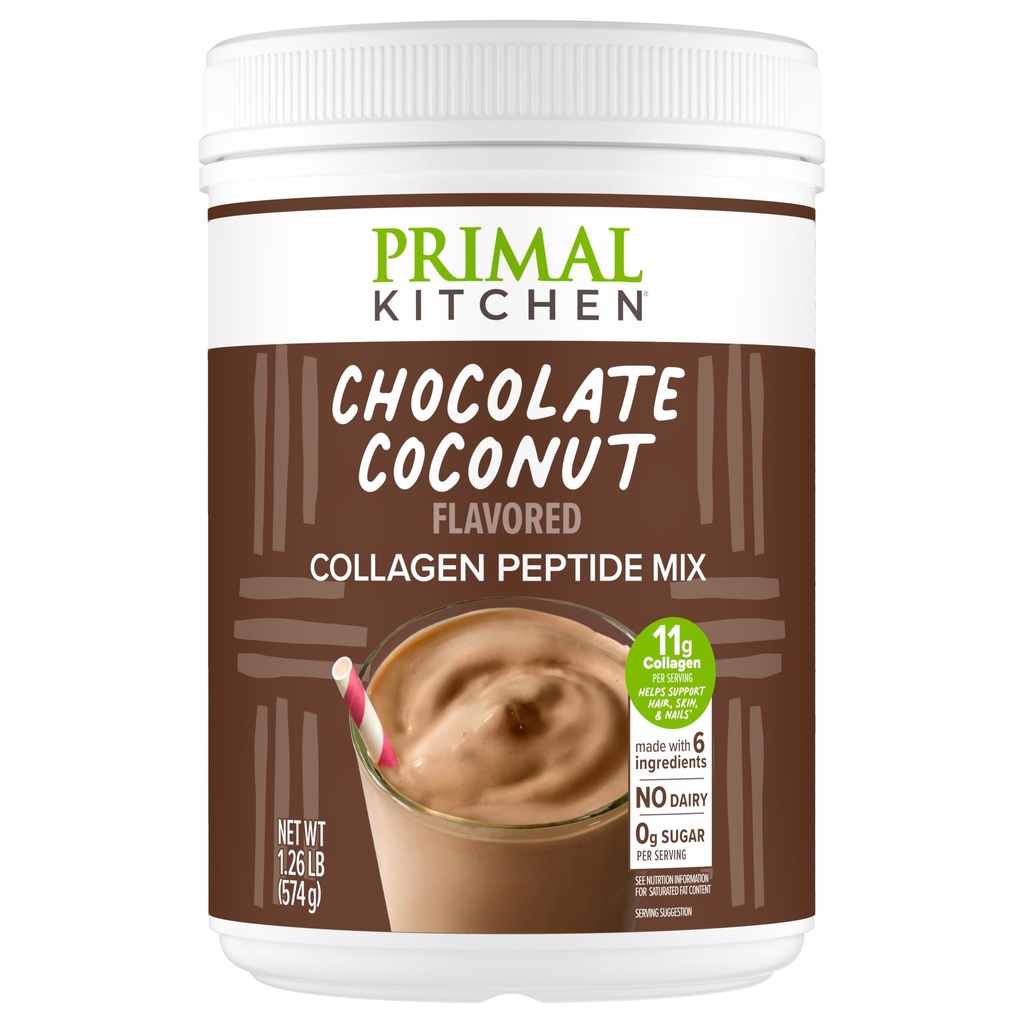 Primal Kitchen Chocolate Collagen Fuel® Drink Mix, Chocolate Coconut Collagen Peptides, No Dairy eller Artificial Sweeteners, 20 Ounces