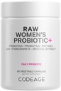 Codeage Raw Women's Probiotic+ Supplement - 34 Probiotiska stammar, 100 miljarder CFU, Digestive Enzymes, Prebiotic Blend, DIM, Herbal Extracts, Phytonutrients - Icke-GMO - 30 kapslar