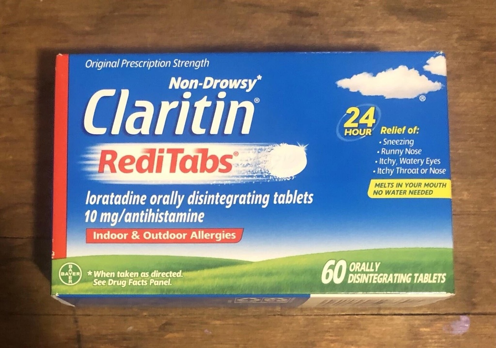 Claritin RediTabs 24 timmars allergimedicin, Non-Drowsy Allergy Relief, Loratadine Antihistamin tabletter, 60 greve