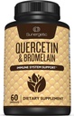 Sunergetic Premium Quercetin & Bromelain Supplement - Kraftfull Quercetin Bromelain Complex för att hjälpa till att stödja immunsystem och säsongsstöd - Quercetin 1000mg Per servering - 60 kapslar