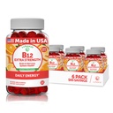 Vitamin B12 Gummies för vuxna - Tastiest Proprietary Formel - 3000mcg Methyl B-12 High Absorption Energy Gummies - Non-GMO Vegan Vit B12 - Chewable B 12 för energistöd och benhälsa - 6 Pack