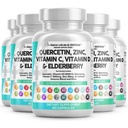 Clean Nutraceuticals Quercetin Zinc Vitamin C Vitamin D Bromelain Elderberry - Lung Immune Support Supplement Adults with Artemisinin, Sea Moss, Echinacea, Allergy Relief (60 greve av 5)