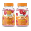 Livlig kalcium med vitamin D + Calcium Magnesium, Gummies Bundle - Great Tasting, Vitamin Supplement, Gluten Free, GMO Free, Chewable