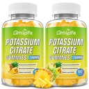 Kalium Citrate Gummies, High Potassium Supplement Gummies 1200mg Support Leg Cramps & Muscle Health, för vuxna och barn, Vegan, Pineapple Flavor 120 Count