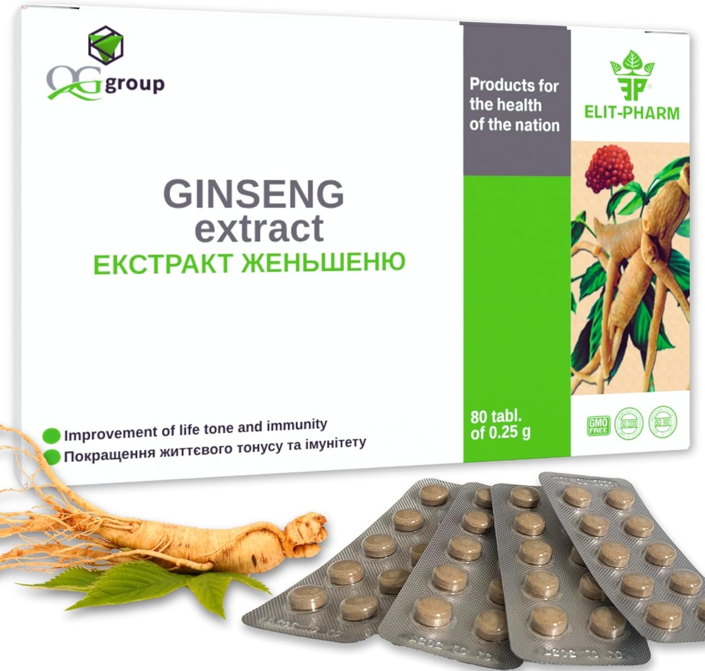 QG-gruppen Ginseng Extract & Licorice Root Extract med vitamin C (80 tabletter - 210 mg varje) Kosttillskott för män och kvinnor