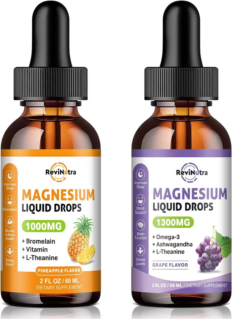 2 Pack Magnesium Komplex Liquid Drops Pineapple & Grape smak