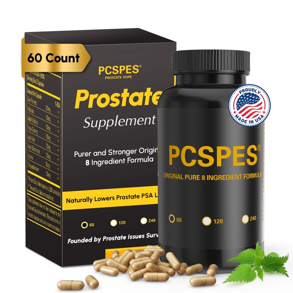 Prostata Hälsotillskott för män - Lägre PSA-nivåer Naturligtvis med Saw Palmetto & 7 Rena örter - Bladder Control Supplements & Reduce Nighttime Urination 60 Count