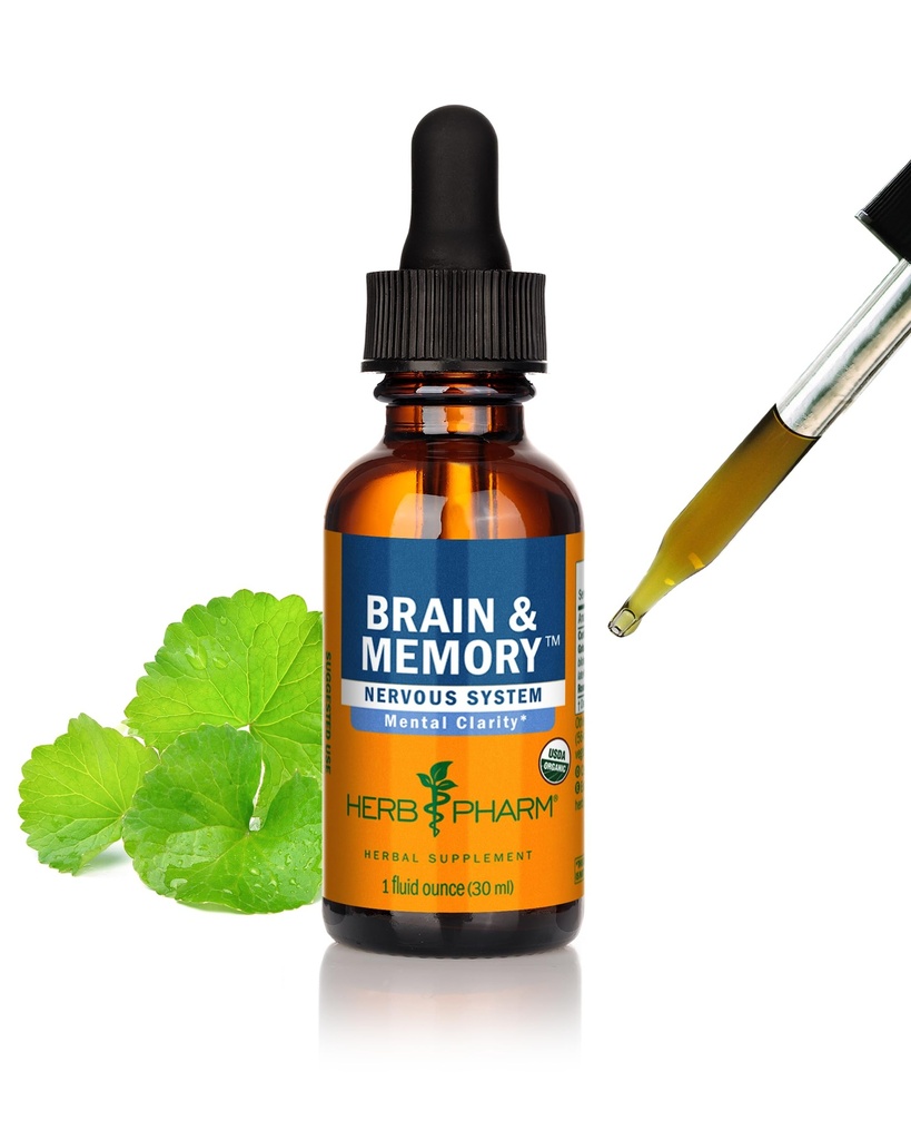 Herb Pharm Organic Nootropic Brain & Memory Supplement med Ginkgo Biloba Liquid Extract: Snabb Absorption för Mental Focus Support, Ginkgo Supplement, Vegan, Gluten-Free, Non-GMO, 1 Oz