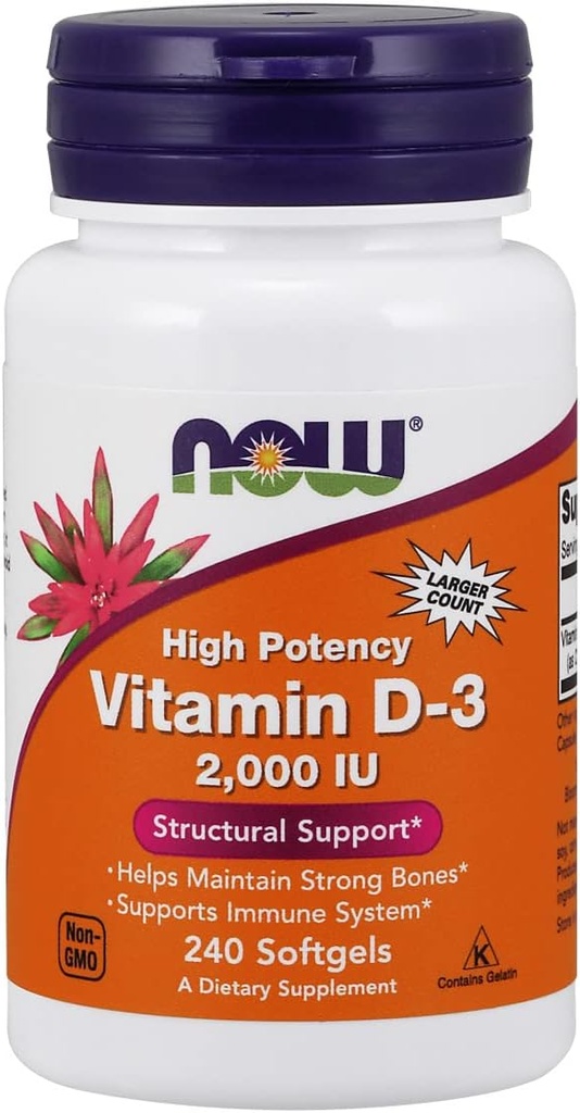 Nu livsmedel vitamin D-3, strukturellt stöd 2000 I.U, 480 Softgels