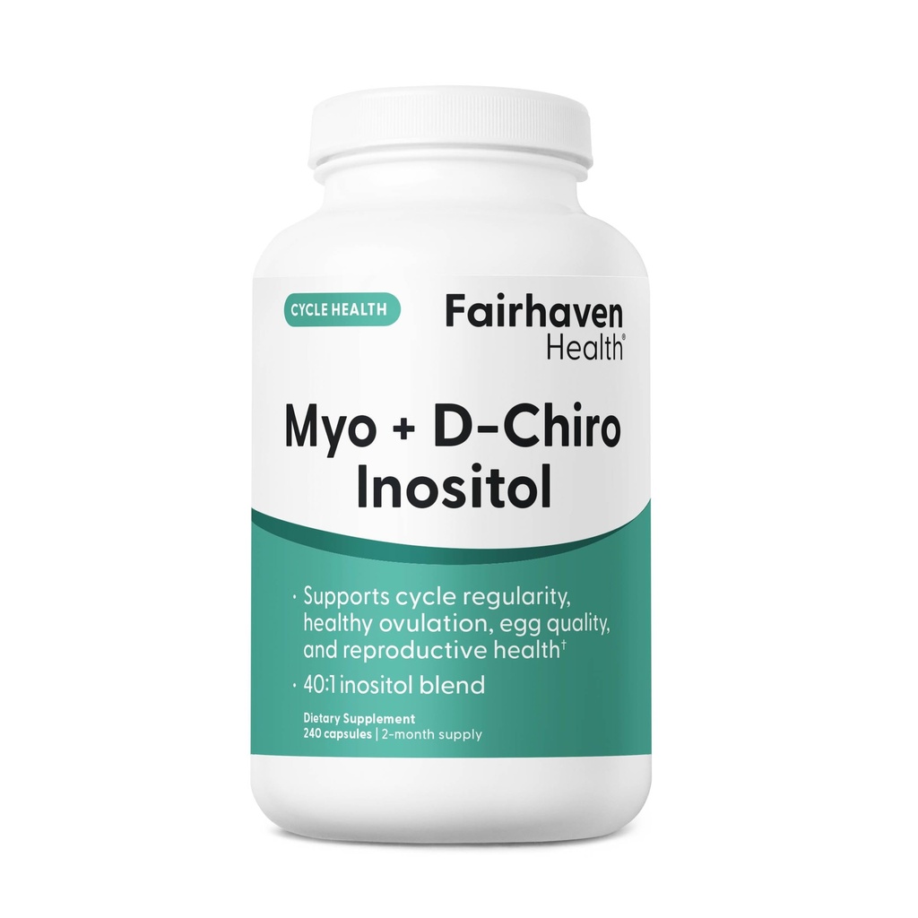 Fairhaven Health Myo-Inositol och D-Chiro Inositol Supplement för kvinnor | 40:1 Ratio | Kvinnlig fertilitet Supplement för kvinnor och hormonbalans * | Vegan | 240 Myo & D-Chiro Inositol Capsules