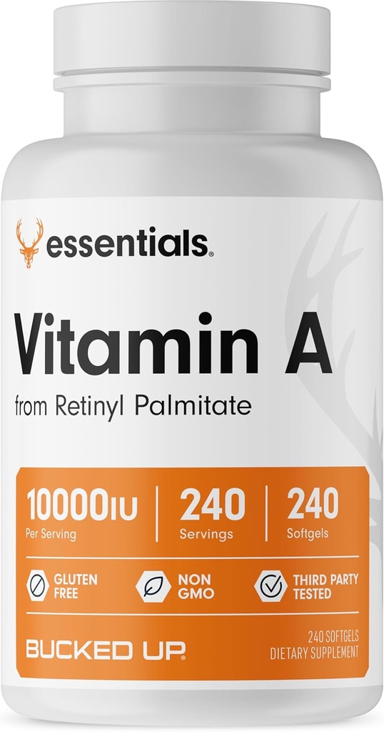 Bucked Up Vitamin A 10000IU Per Servering, Essentials (240 portioner, 240 Softgels)