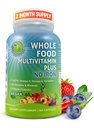 Vegan Whole Food Daily Multivitamin utan järn, metylerad multivitamin för kvinnor och män, gjord med frukt och grönsaker, B-Complex, probiotika, enzymer, CoQ10, Omegas, gurkmeja, icke-GMO, 180 greve