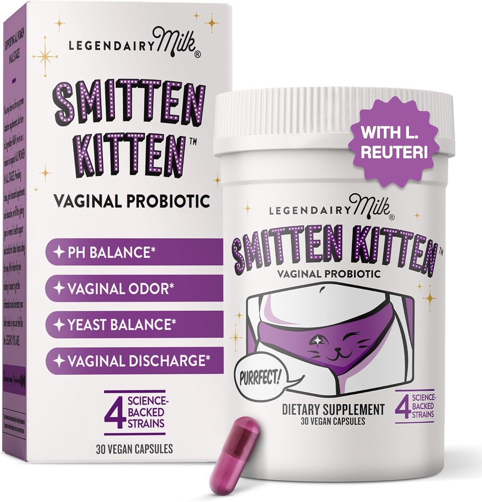 Legendairy Milk Smitten KittenTM - Vaginal Probiotika för kvinnor - Kliniskt-Studied Probiotics Lactobacillus Reuteri för kvinnors vaginal hälsa - Stöder pH Balance, Flora & Urinary Tract Wellness