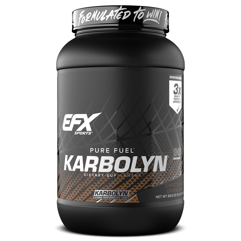 EFX Sports Karbolyn Fuel | Fast-Absorbing Carbohydrate Powder | Carb Load, Sustained Energy, Quick Recovery | Stimulant Free | 36 Servings (Chocolate Overload)