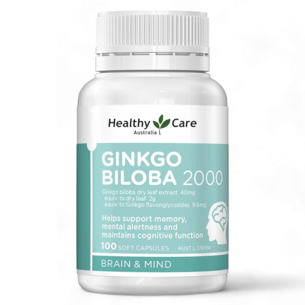 Hälsosam vård Ginkgo Biloba 2000mg 100 kapslar australiensiska Made