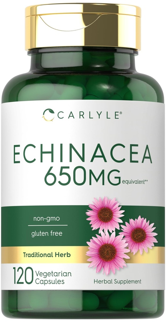 Carlyle Echinacea | 650mg | 120 kapslar | Vegetarisk, icke-GMO & Gluten fri tillägg