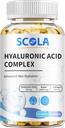 SCOLA Hyaluronic Acid Capsules - 250mg HA + 10.000mcg Biotin, 60 Vegan Capsules | Djup Hydration, Hår & Nail Support | Icke-GMO Formel