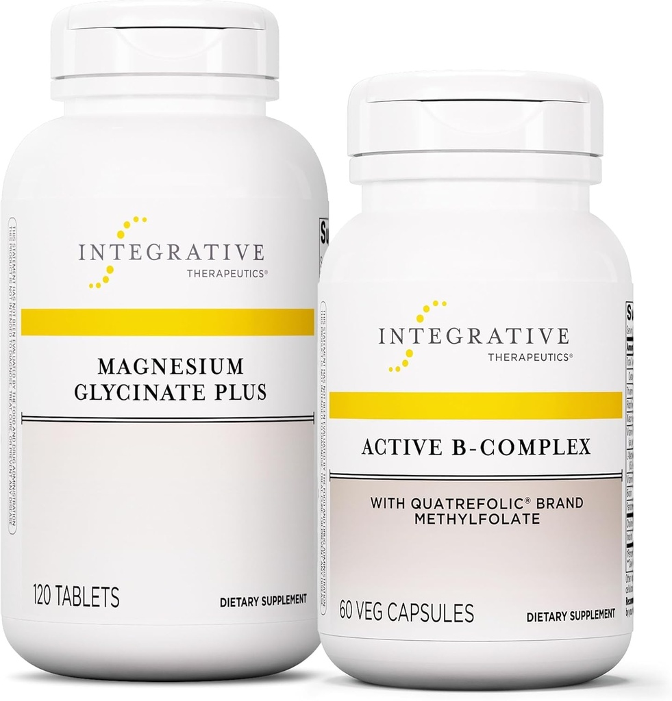 Integrativ terapeutik Bundle med aktiv B-Complex, 60 kapslar & Magnesium Glycinate Plus, 120 tabletter - Aktiv B-Complex för att stödja energimetabolism * - Stöd Brain Health, Hjärthälsa & Nerve