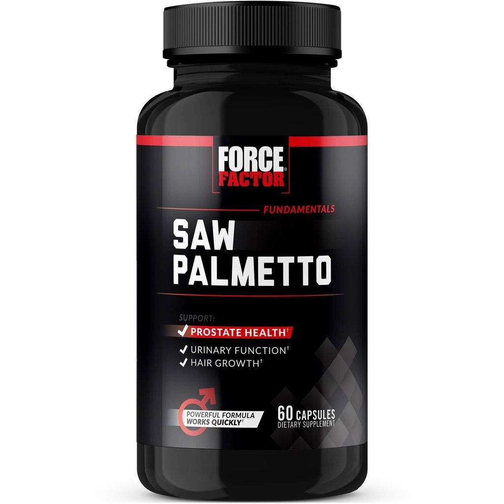 Force Factor Saw Palmetto för män, Prostate Supplement för män att stödja urinfunktion, Prostate Relief & Hair Growth, med BioPerine för Superior Absorption, 60 kapslar