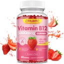 Vitamin B12 Gummies för kvinnor och män, 5000mcg Methyl B12 Gummies med vitamin B6, D3, järn, folat för vuxna, stöder energi och metabolism Boost, humör, immun och nervsystem, sockerfri jordgubbe