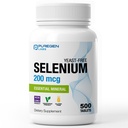 Puregen Labs Selenium 200 mcg Yeast Free Essential Mineral - 500 vegetariska tabletter | Immun & Antioxidant Support | Non-GMO, Gluten Free, Made in USA