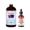 LIQUIDHEALTH Neurologic Nootropic Focus Supplement & Organic Methyl B12 5000mcg Vitamin Drops med Tart Cherry Juice för immunstöd, förbättrat minne och koncentration, naturlig energi, övergripande hälsa