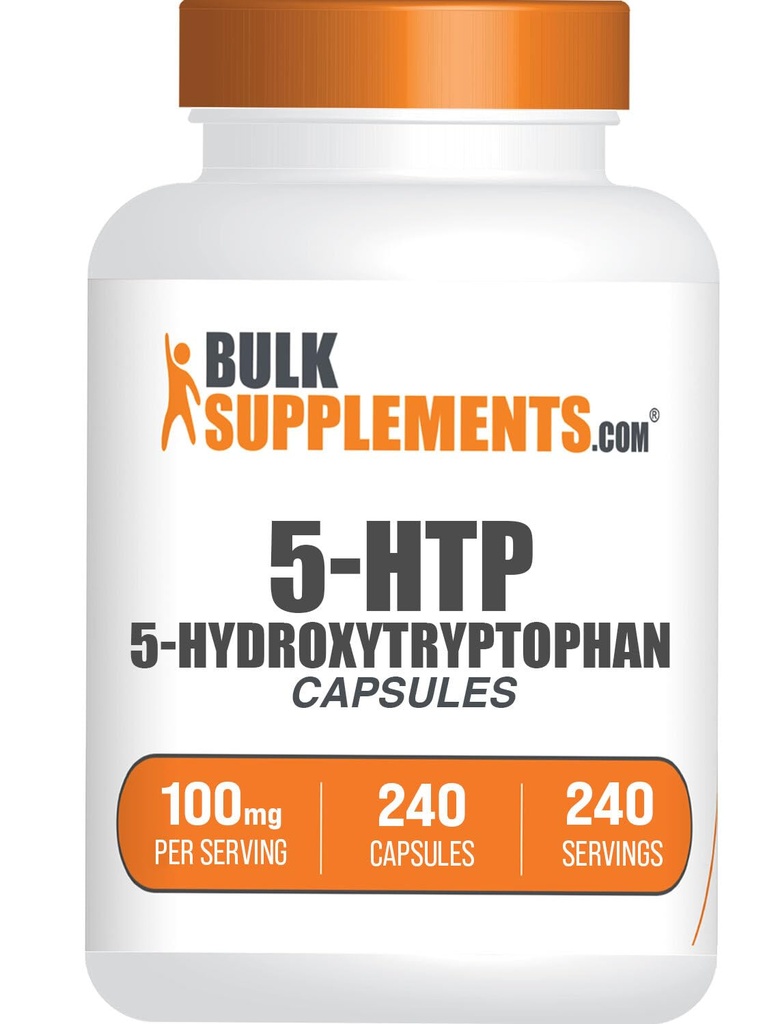 BulkSupplements.com 5-HTP kapslar - 5-Hydroxytryptophan, Amino Acid Supplement - Gluten Free, 1 kapsel per servering, 240 greve (Pack av 1)